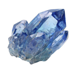 Fototapeta premium Cluster of Blue Quartz Crystals with Sharp Facets on Black Background mineral gemstone, Isolated On White, Png Transparent, Cut Out