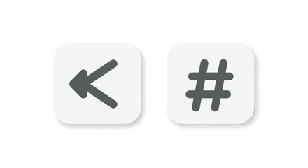 Obraz premium Minimalist back arrow and hashtag symbols for UI and UX design elements