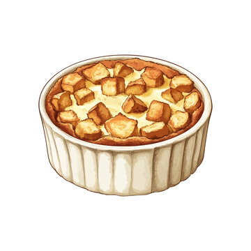 bread pudding hand drawn illustration