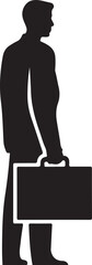 Minimalist Black Silhouette Illustration of Businessperson with Briefcase