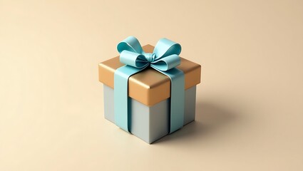 Obraz premium Elegant gold and teal gift box with a satin bow