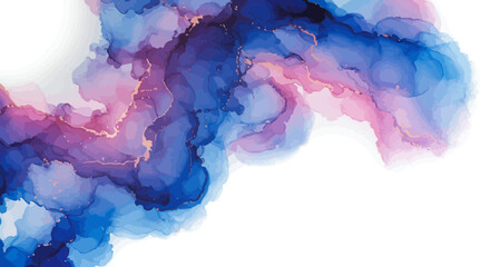 Watercolor painting background with pink and blue ink, suitable for designs