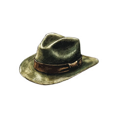 bush hat hand drawn illustration