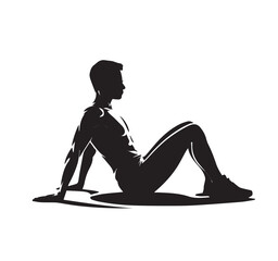 Minimalist Black Silhouette Illustration of Person Exercising