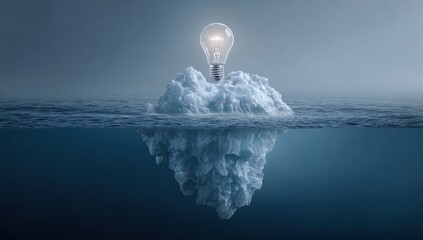 Iceberg with lightbulb, underwater view