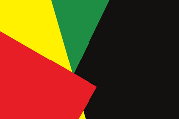 Green, yellow and red papers with copy space on black background. Black history month, africa, black culture and hsitory concept.