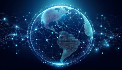 Obraz premium global network connectivity concept with nodes for technology design