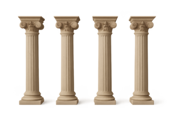 Four identical classical columns stand in a row on a black background architectural design element
