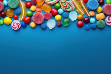 Obraz premium Delicious candy confectionery backgrounds blue.