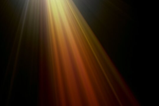 Golden Sunlight Streaming Through Darkness, Radiant Sunburst Light, Dark Background, Sunburst Light Flare in Black Space
