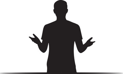 Silhouette Vector of Person giving presentation on a white background