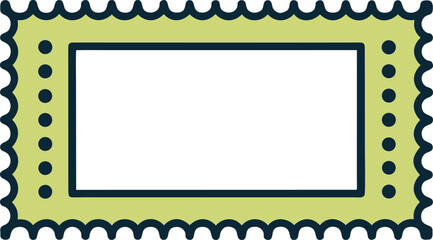 Rectangle postage stamp outline sharp perforations design.