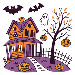 Halloween fun doodle sketch style. Halloween, October, Spooky, Haunted, creepy, Party Halloween.