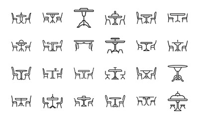 Travel and Tourism Outline Icons Set – Hotel, Tent, Airplane, Globe, Calendar, Food and Drink, Guitar, Dance, Fireworks, Palm Trees, Temple, Spa, Beach Chair, Currency Exchange, Souvenir, Restaurant, 