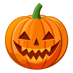 Spooky carved jack o lantern pumpkin illustration for halloween