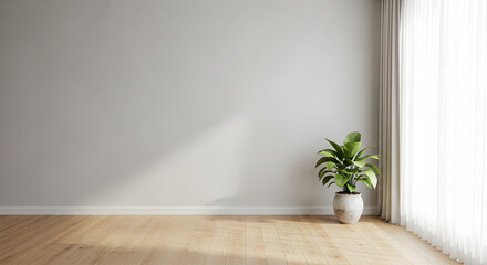 Fototapeta premium Minimalist Interior with Houseplant and Natural Light