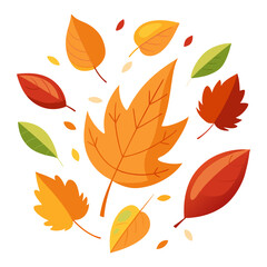 Obraz premium Flat style falling autumn leaves illustration