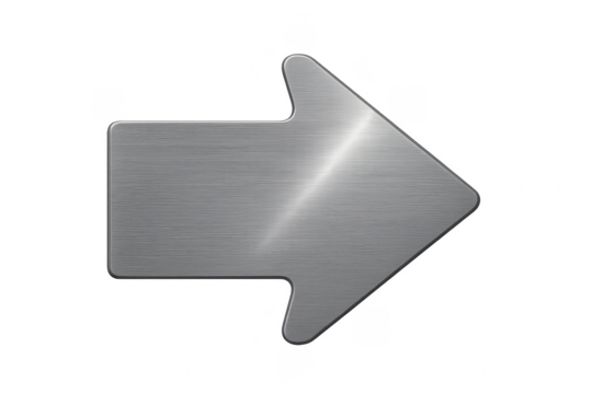 Metallic brushed arrow pointing right on transparent background