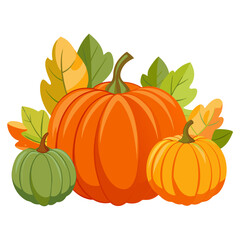 Autumn harvest pumpkins illustration with festive fall elements