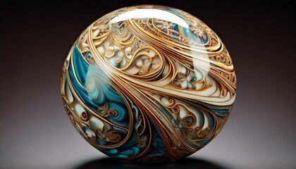 isolated marbled paperweight with intricate patterns