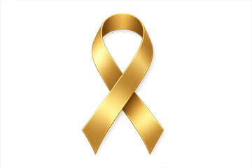 Gold ribbon on transparent background representing childhood cancer awareness
