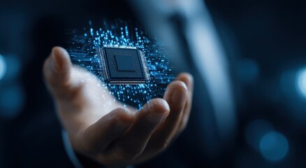 A person holds a digital microchip