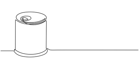 Single one line drawing pet canned food. Urban pets concept. Continuous line draw design graphic vector illustration, One Continuous Line Drawing of Canned Food Icon. Single Line Vector Illustration