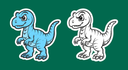 Blue Baby T-Rex Sticker Illustration