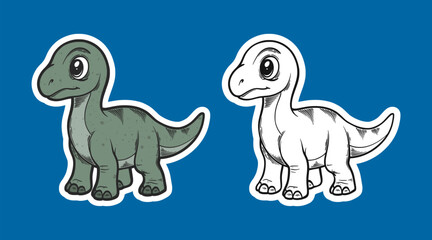Green Baby Sauropod Dinosaur Sticker Illustration