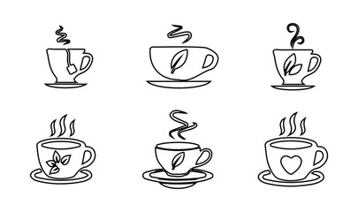 Coffee cup icon set, tea cup sign cafe symbol , cup icon  logo set collection, Coffee Cup template line icons, vector illustration EPS 10