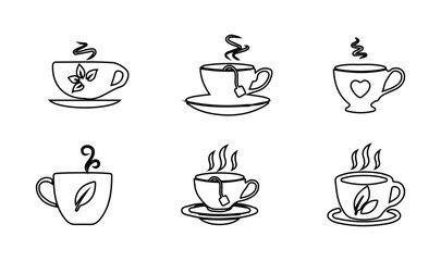 Coffee cup icon set, tea cup sign cafe symbol , cup icon  logo set collection, Coffee Cup template line icons, vector illustration EPS 10