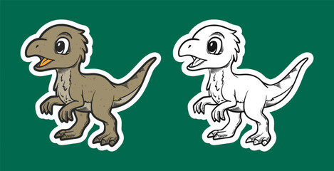 Cute Cartoon Dinosaur Sticker Illustration