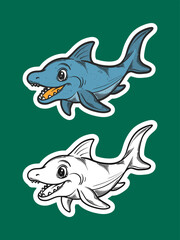 Obraz premium Cute Shark Cartoon Stickers