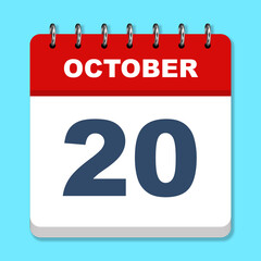 October calendar icon on a blue background