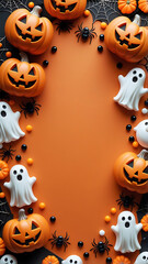 Halloween Border with Pumpkins, Ghosts, Witches, and Candy – Playful Festive Frame Design