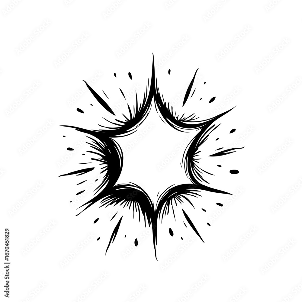 Poster abstract burst emanating from a geometric center creating an expressive visual impact that
