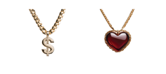 Gold dollar and heart pendant necklaces for fashion accessories
