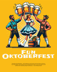 Happy Friends in Traditional Bavarian Costume Toasting Large Beer Mugs at Oktoberfest Festival in Munich German