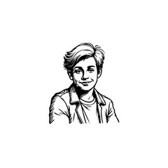 Captivating stylized portrait of a young person showcasing unique hairstyle in monochrome artistic