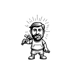 Captivating construction worker avatar featuring a cheerful craftsman holding tools with an