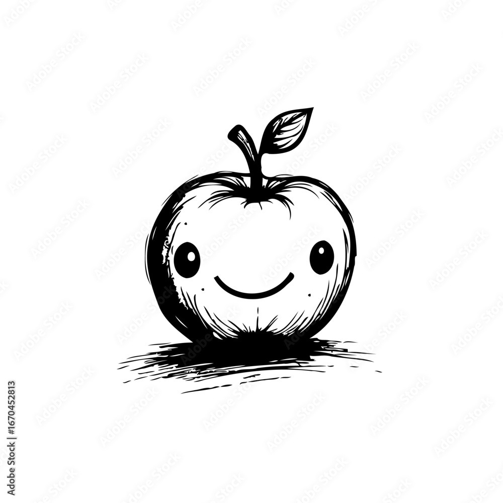 Poster charming apple illustration with a whimsical expression showcases the essence of simple joy and