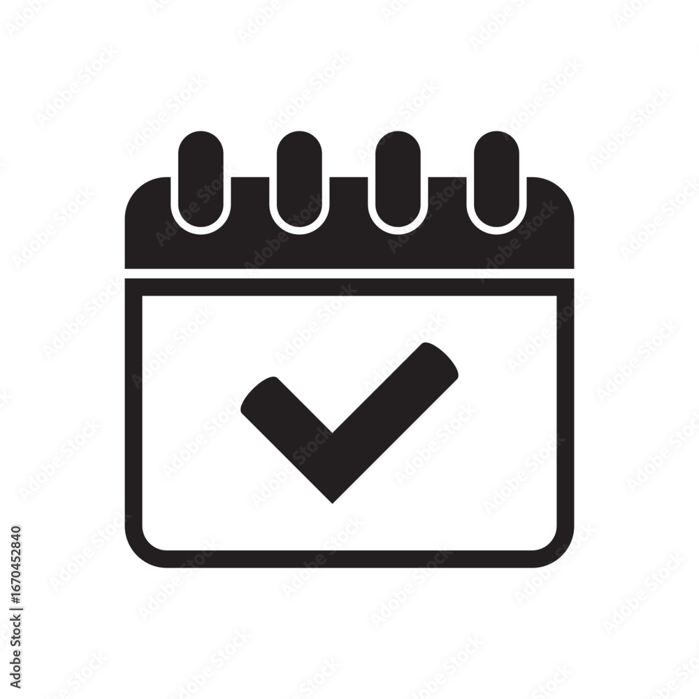 Aufkleber calendar with checkmark icon for productivity date reminder and task management. calendar with tick 