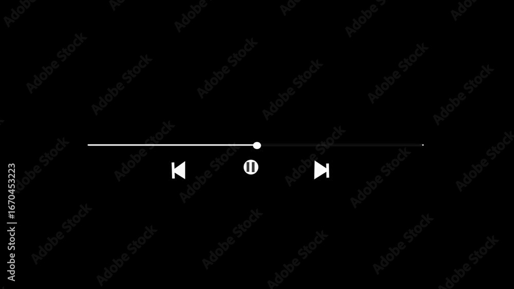 Wall mural white music play bar or music loading bar animation. play pause icon. social media timeline bar on b