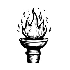 Classic torch illustration showcasing fiery emblem, vintage engraved design, bold artistic