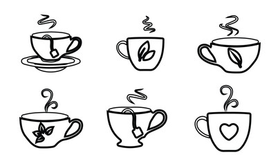Coffee cup icon set, tea cup sign cafe symbol , cup icon  logo set collection, Coffee Cup template line icons, vector illustration EPS 10