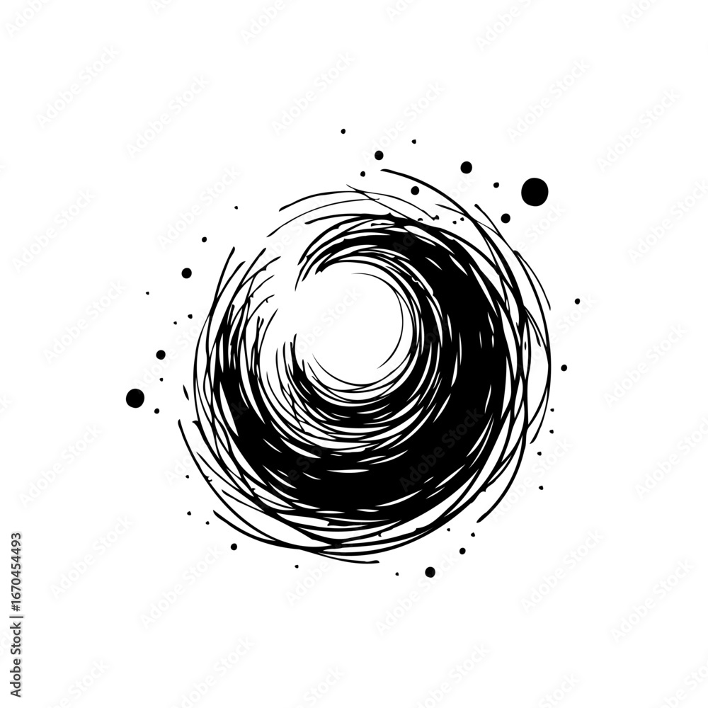Fototapete elegant abstract swirling vortex design created with dense linear strokes evoking depth and