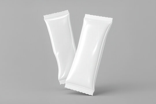 Two popsicle ice cream packages mockup on a grey background, ideal for branding and product design.