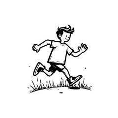 Energetic youth leaps forward with glee running with carefree abandon outdoor setting and lively