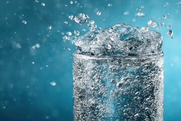 Sparkling water in a glass with splashes