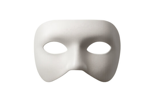 White mask isolated on transparent background representing mystery and intrigue